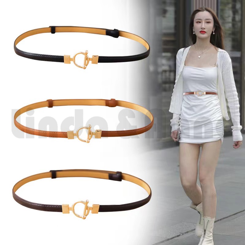 Ikat Ban Pinggang Adjustable Korea Fashion Kulit Gasper Thin Kecil - Tali Sabuk Cewe Womens Belt