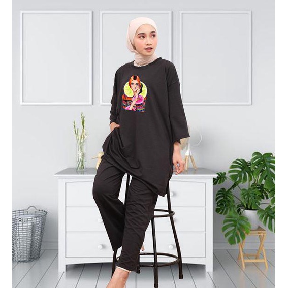 SETCEL OVERSIZE WANITA DTF CEWEK SHALL / SETELAN CELANA OVERSIZE TERBARU