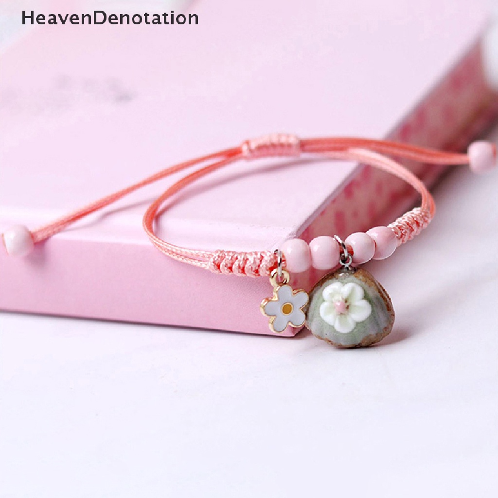 [HeavenDenotation] Gaya Cina Kreatif Keramik Retro Gelang Buah Es Krim Liontin Gelang Fashion Gadis Manis Mahasiswa Tenun Tangan Perhiasan Aksesoris HDV