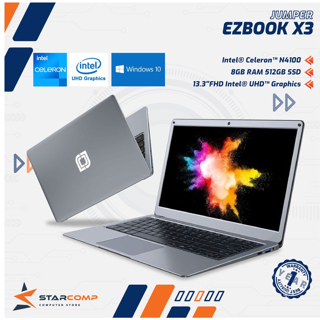 Laptop JUMPER Ezbook X3 Celeron 8GB 512GB 13.3&quot; FHD Intel UHD Windows