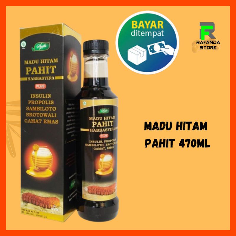 Madu Hitam Pahit Syifa 470ml Plus Insulin Propolis Sambiloto Brotowali Gamat Emas