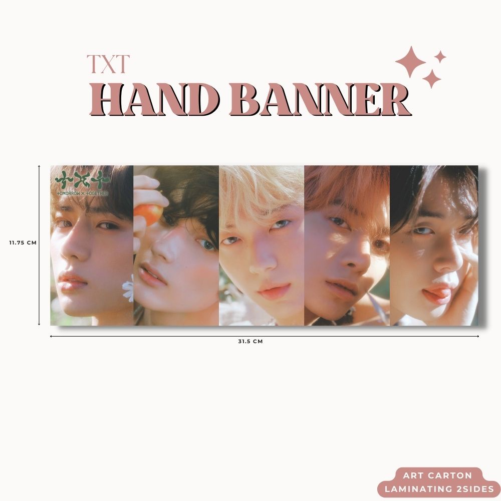 HAND BANNER TXT TEMPTATION HANDBANNER (HARGA 1 PCS + LAMINASI 2SISI) TANDA TANGAN TTD KPOP IDOL KOREA PREMIUM MURAH UNOFFICIAL YEONJUN SOOBIN BEOMGYU TAEHYUN HUENINGKAI READY STOCK !