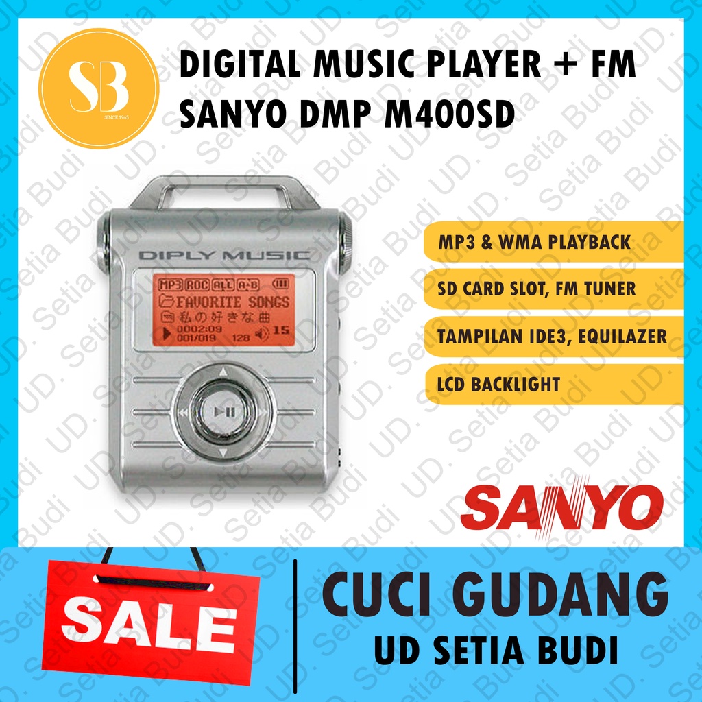 USB + SD Card MP3 Sanyo DMP M400SD WMA Player Baru dan Murah