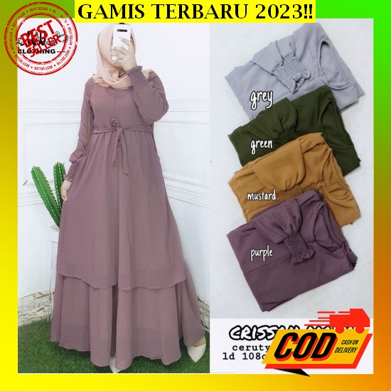 Adha Set Gamis Wanita Dewasa Terbaru 2022 Elegan Gamis Remaja Kekinian Viral Gamis Modern Lebaran Me
