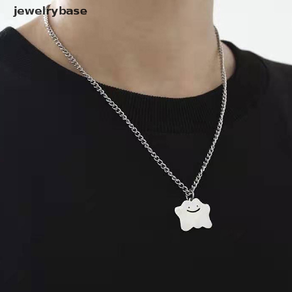 [jewelrybase] Kalung Liontin Wajah Hantu Awan Baja Titanium Sederhana Untuk Wanita Pria Fashion Halloween Perhiasan Hadiah Butik