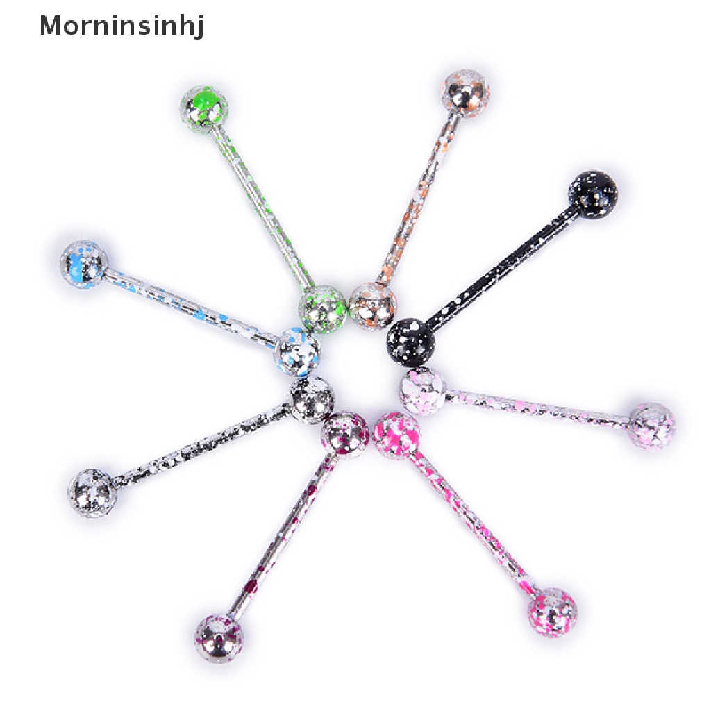 Mornin 8PCS/Set Mix Cincin Lidah Bar Bola Stainless Steel Warna-Warni Perhiasan Tubuh id