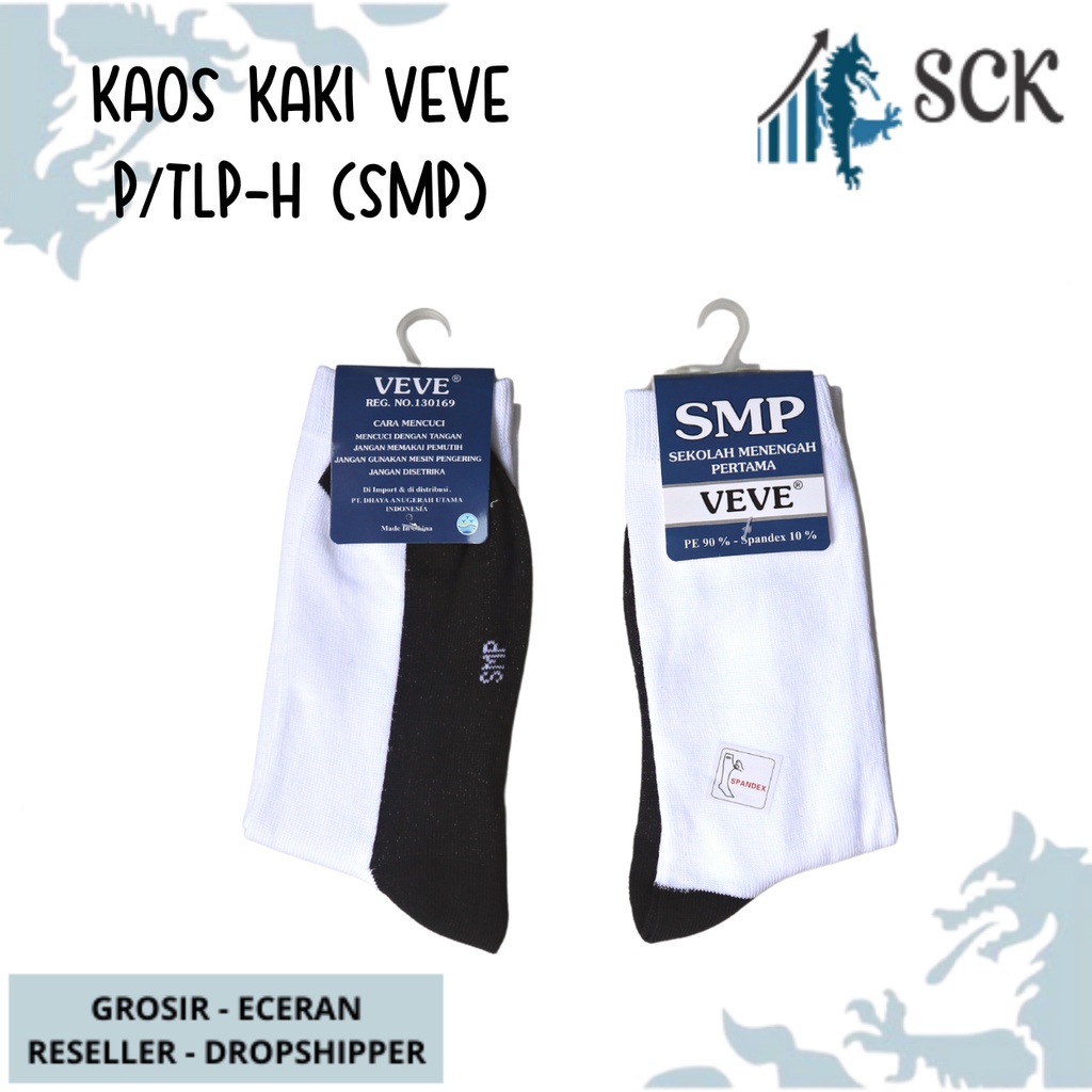 Kaos Kaki Sekolah Panjang VEVE COMP SPD P/TLP-H (SMP) UKURAN 32 cm / Kaus Kaki Sekolah Anak VEVE