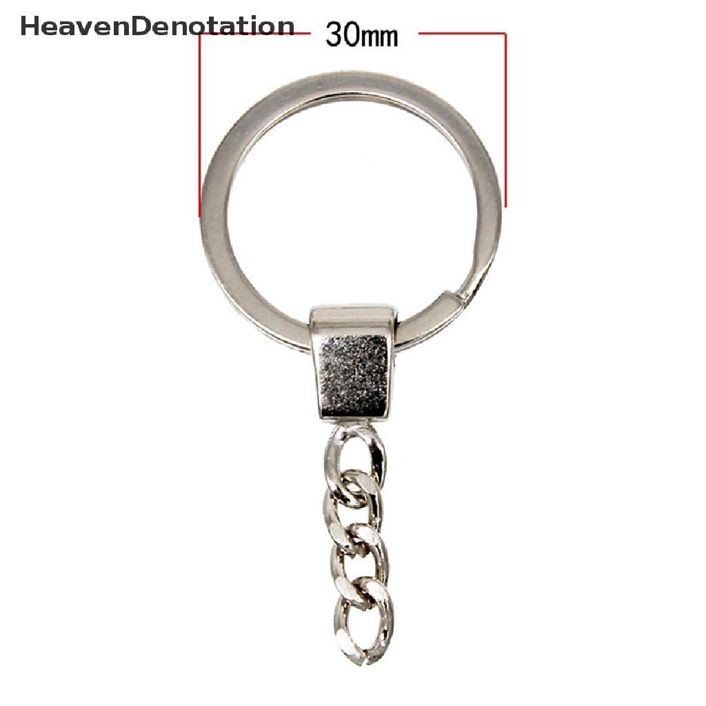 [HeavenDenotation] 10pcs Key Ring Long Round DIY 30mm Keyring Polished Round Split Metal Keychain Split Ring Pendek Rantai Aksesoris Tas Pesona HDV