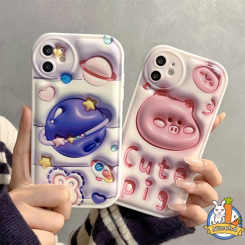 IPHONE Casing Kompatibel Untuk Iphone14 13 12 11 Pro Max X Xr Xs Max8 7 6 6s Plus SE 3D Vision Fashion Cosmic Planet Phone Case Expanded Air Cushion Lembut Tpu Shockproof Cover Pelindung