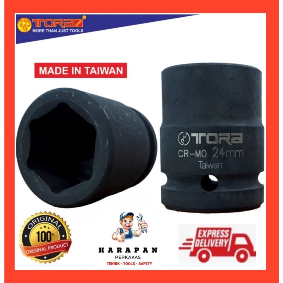 Mata Sok Shock 24 MM 3/4 DR Hitam TORA - SOCK IMPACT 24mm 6 PT -TAIWAN