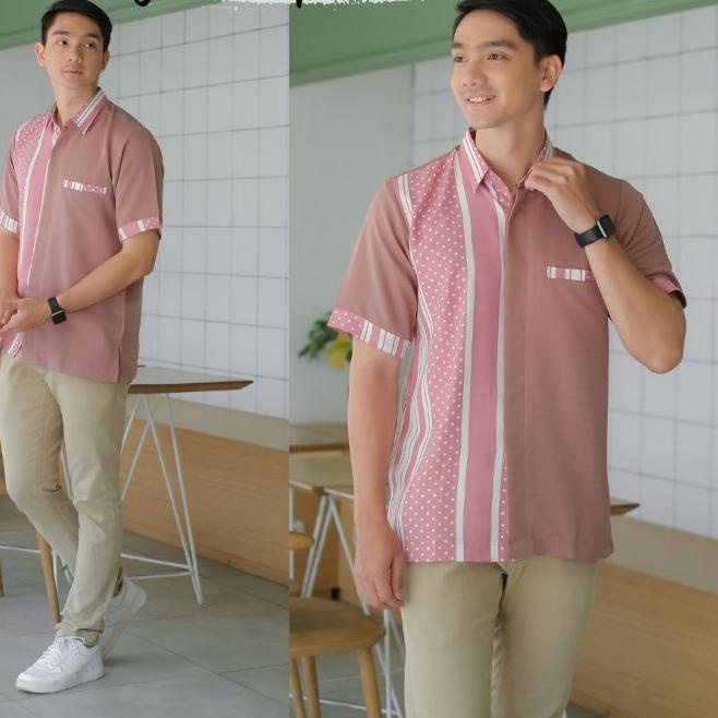 ۩ Baju Atasan Kemeja Yumna Polka Salur ♪