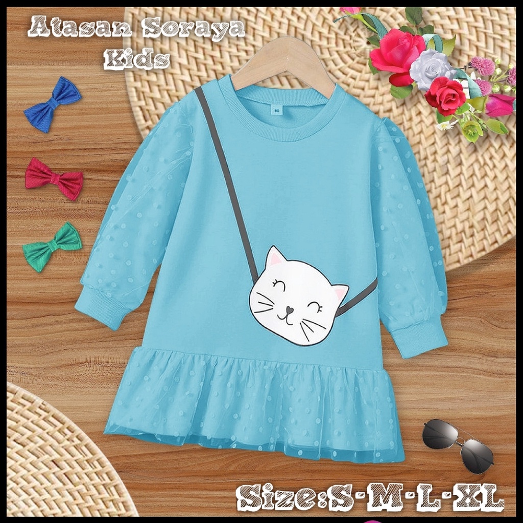 Fashion Atasan Anak Perempuan Kekinian /Atasan Soraya Kids 1-11 Tahun Matt Babyterry Mix Tille Dot