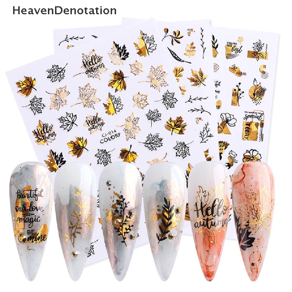 [HeavenDenotation] 3D Bronzing leaf er adhesive ers Nail Art Decoration HDV