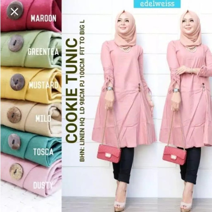 pStore88 - Baju Tunik Muslim Atasan Muslim Terbaru Model Blus Muslim Cokie 5666