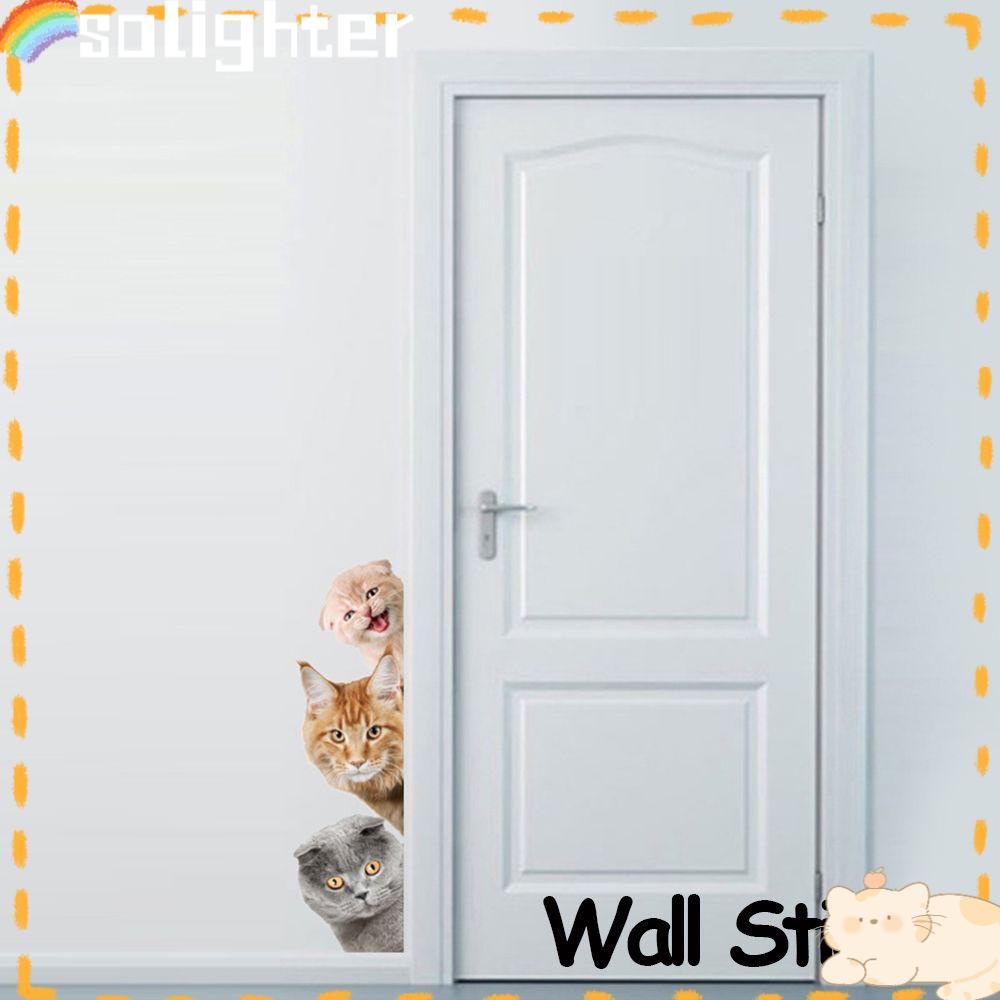 Solighter 1PCS Stiker Dinding Cat Wall Art Dekorasi Pintu Kulkas Hiasan Wallpaper