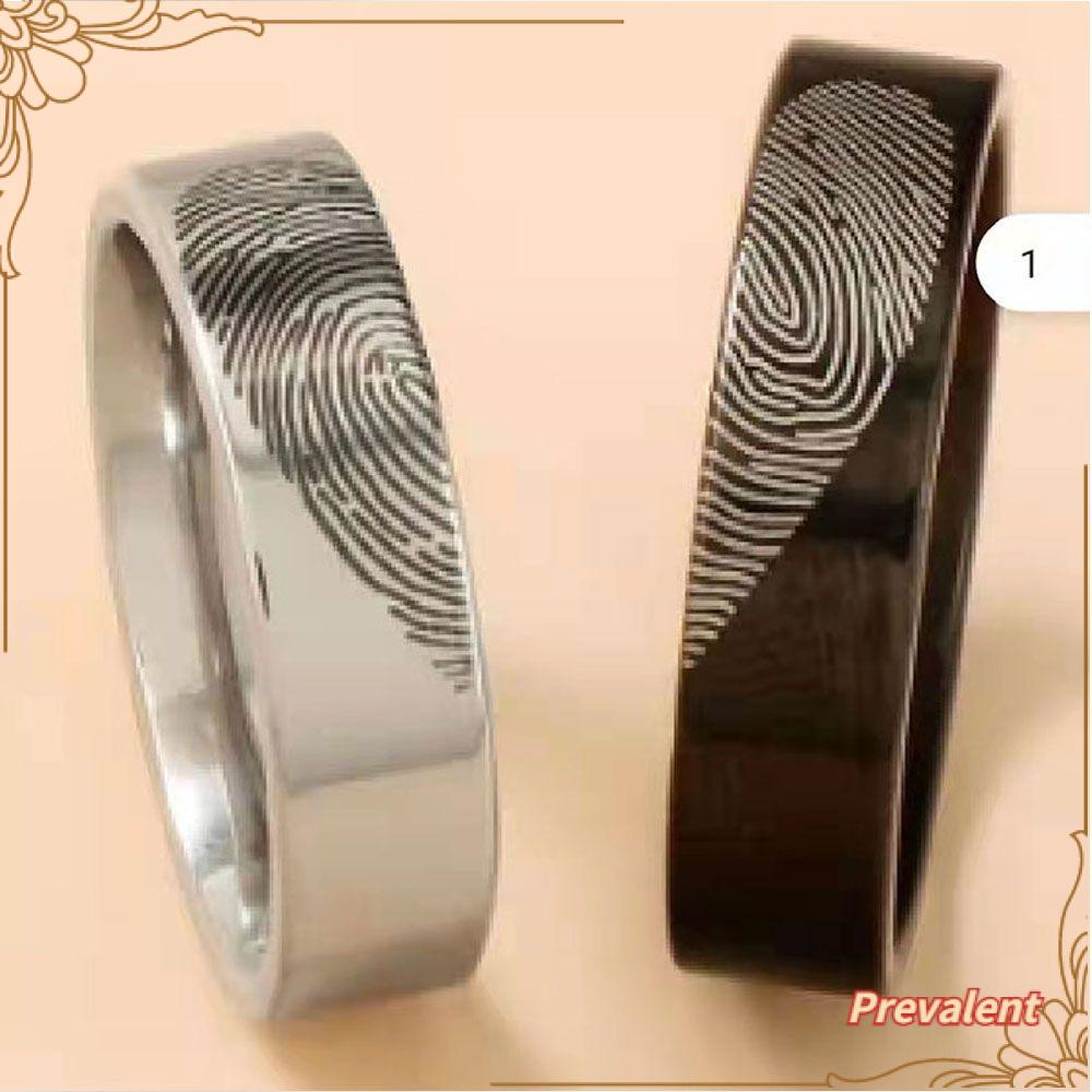 Preva 1pasang Cincin New Wedding Valentine Day Heart Fingerprint