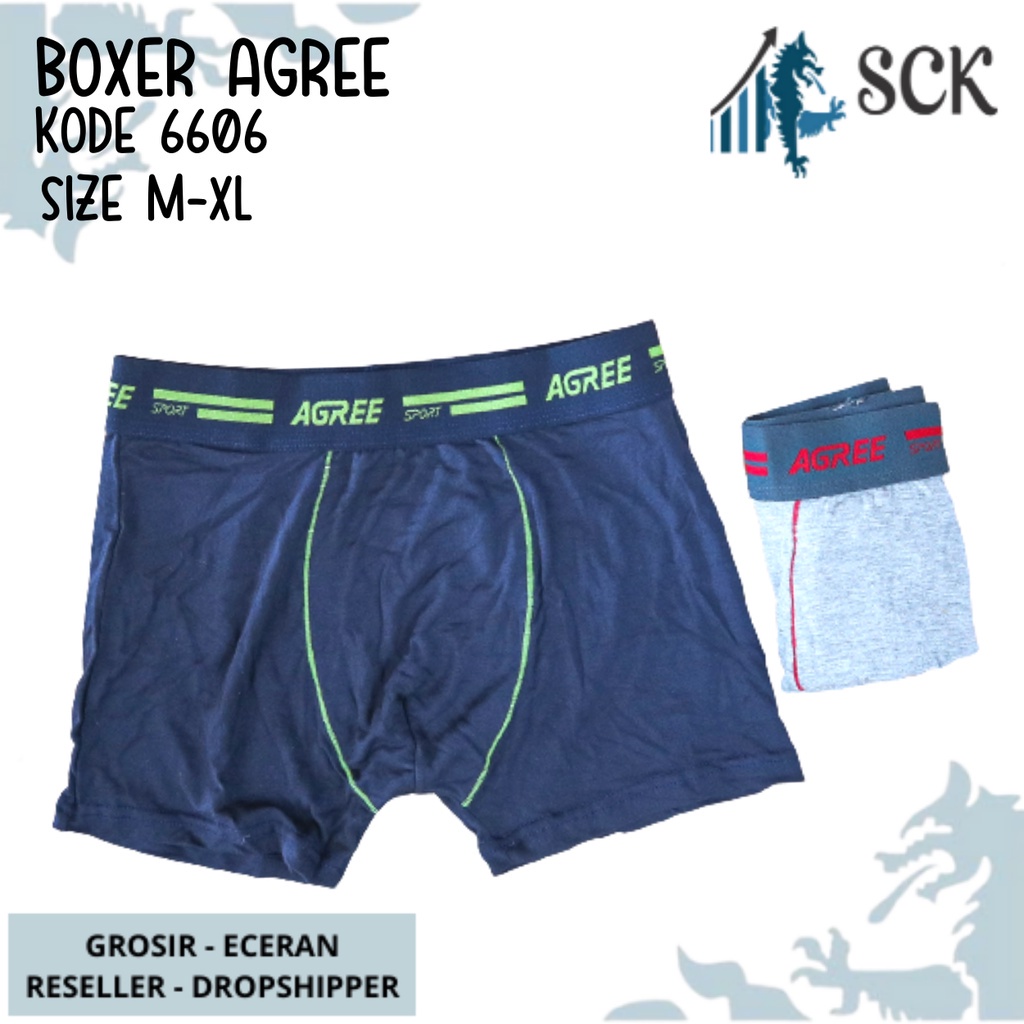 [ISI 2] CD Pria AGREE 6606 Boxer Bahan Katun / Boxer Laki Celana Dalam Cowok - sckmenwear GROSIR