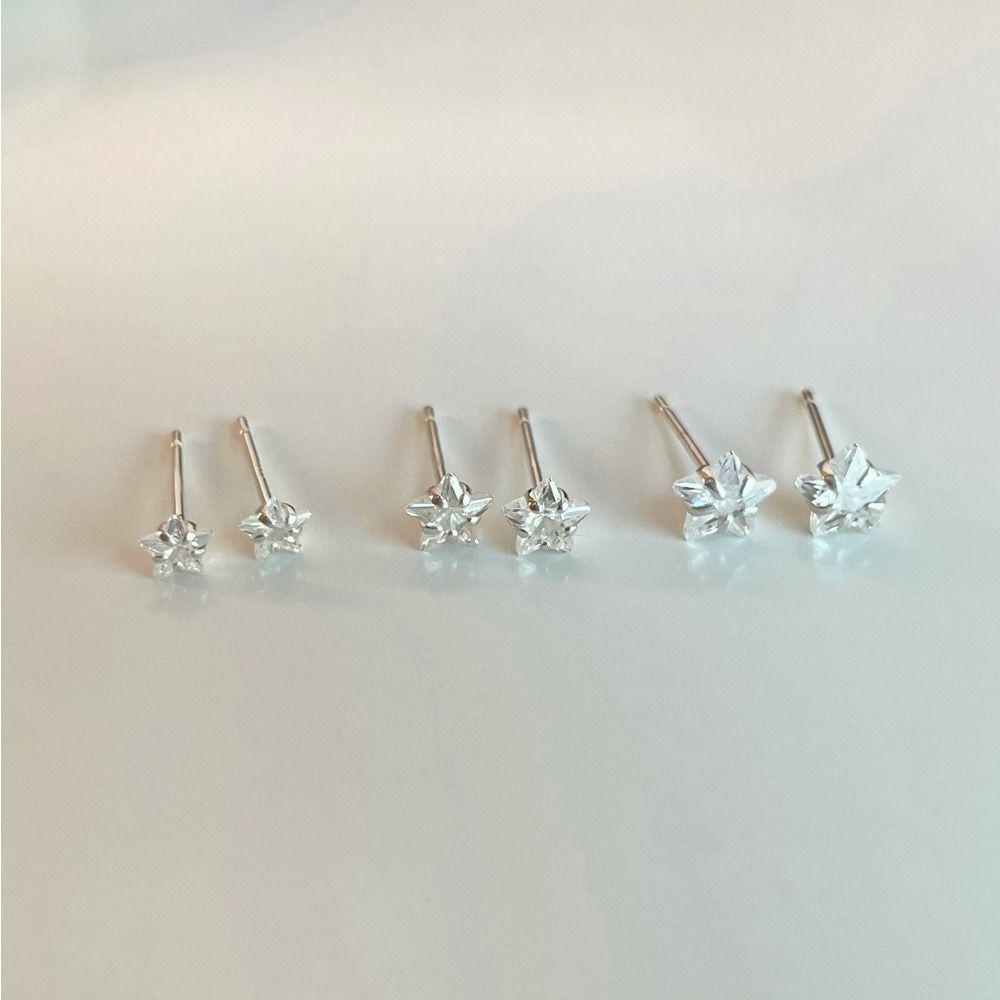 Needway   Wanita Anting Mini Lucu Indah Desain Niche Bintang Sederhana Perhiasan Fashion Zirkon Tembaga Gaya Korea Earrings