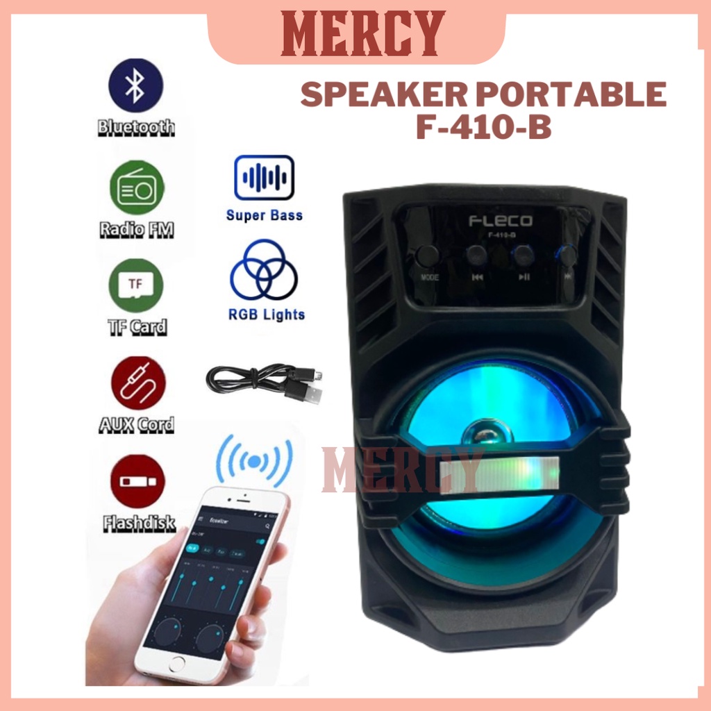 Speaker Portable BT LED SUPER BASS TYPE F-410B / SPEAKER FULL BASS MINI BT PORTABLE MURAH