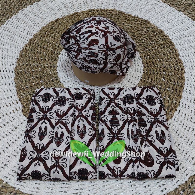 [1 Set] Sepasang Jarik Instan + Blangkon Jogja / Motif Sido Mulyo