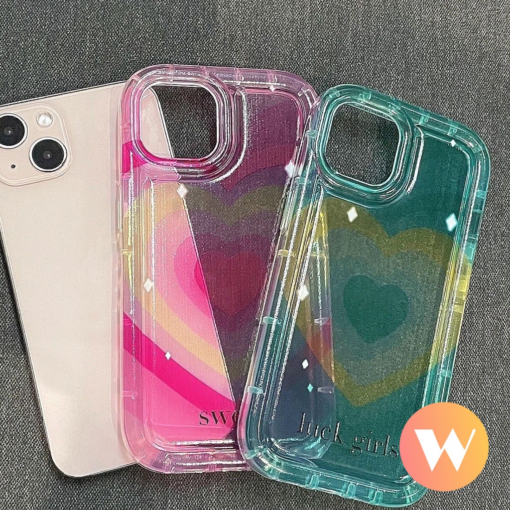 IPHONE Case Kompatibel Untuk Iphone11 13 14 12 Pro MAX XR X XS Max7 8 6 6S Plus SE 2020 Shockproof Airbag Permen Warna Ins Gradasi Cinta Manis Hati Silicon TPU Lembut Penutup Bening