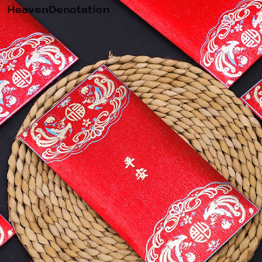 [HeavenDenotation] 6 Pcs Amplop Merah Imlek Kreatif HONGBAO Tahun Baru Festival Musim Semi Ulang Tahun Nikah Merah Hadiah Amplop HONGBAO HDV