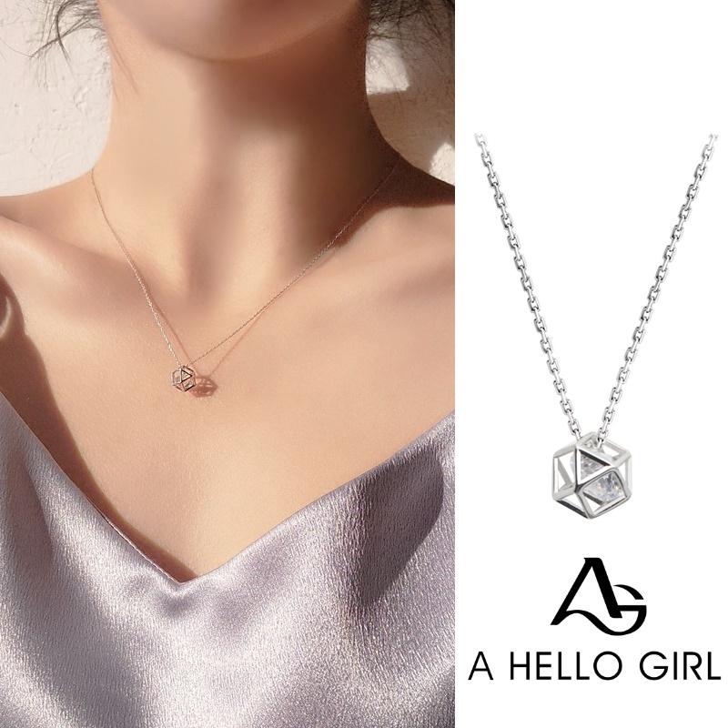 Kalung Choker dengan Liontin Bentuk Geometri Warna Silver untuk Wanita