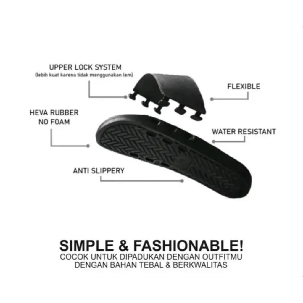 SANDAL SLIDE PRIA WANITA ANTI SLIP ANTI AIR BAHAN KARET TERLARIS