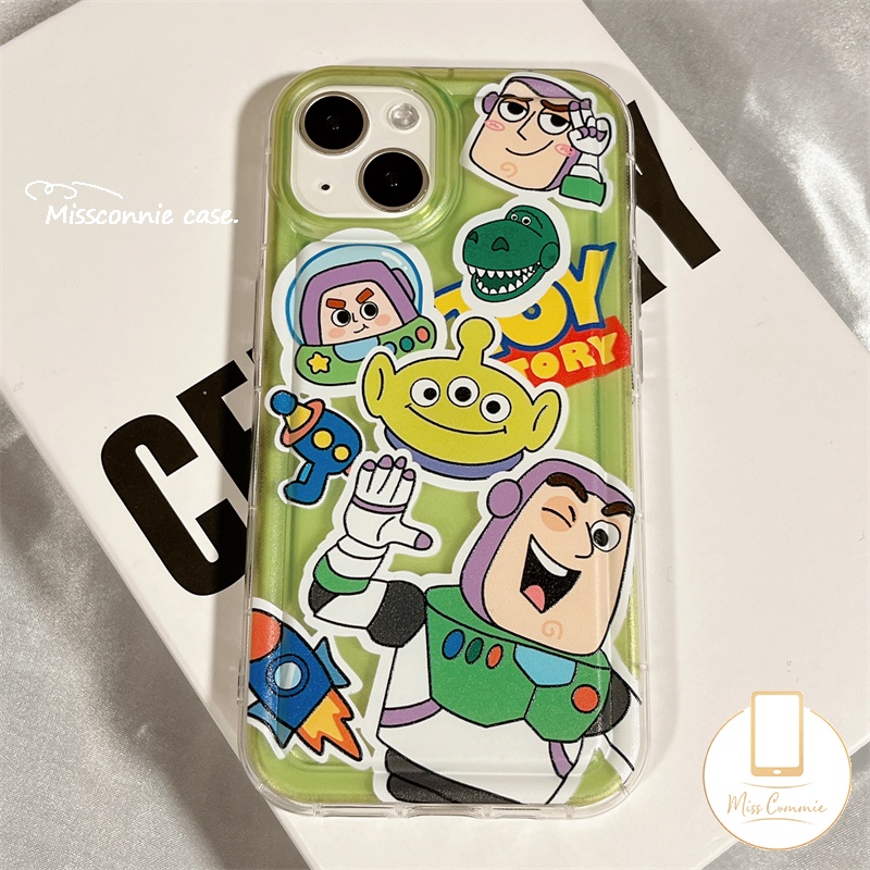 Cute Strawberry Bear Manyo Case Kompatibel Untuk iPhone 7Plus XR 11 13 12 14 Pro Max X XS Max 6 7 6s 8 Plus SE 2020 Kartun Toy Story Buzz Lightyear Shockproof Airbag Soft Tpu Cover