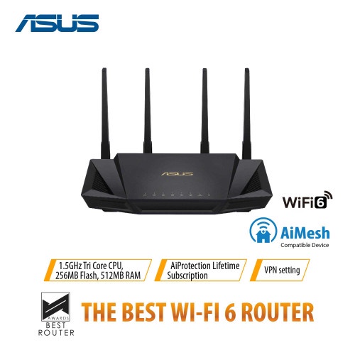 ASUS RT-AX3000 Dual Band WiFi 6 Wireless Router with AiMesh N