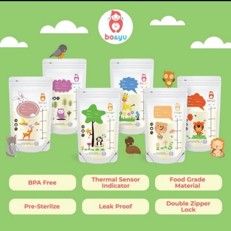 Kantong ASI 120ml - 30pcs Bo&amp;yu Crown / Breastmilk Storage Bag BPA FREE / Plastik ASI