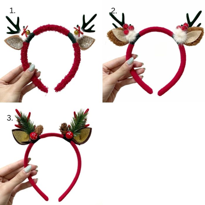 Terlaris Christmas Ear Deer / Natal / Headband / Bando Natal Made In Korea