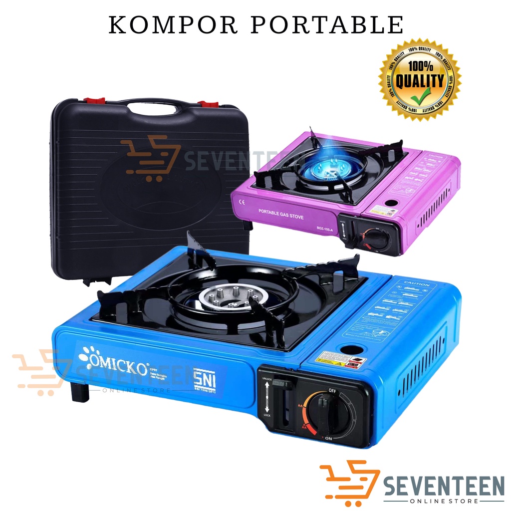 SEVENTEEN KOMPOR GAS PORTABLE 2IN1 SNI OMICKO 1 TUNGKU KOMPOR PORTABLE MINI SET KOPER DAN CONECTOR LPG TABUNG GAS GAS STOVE PORTABLE