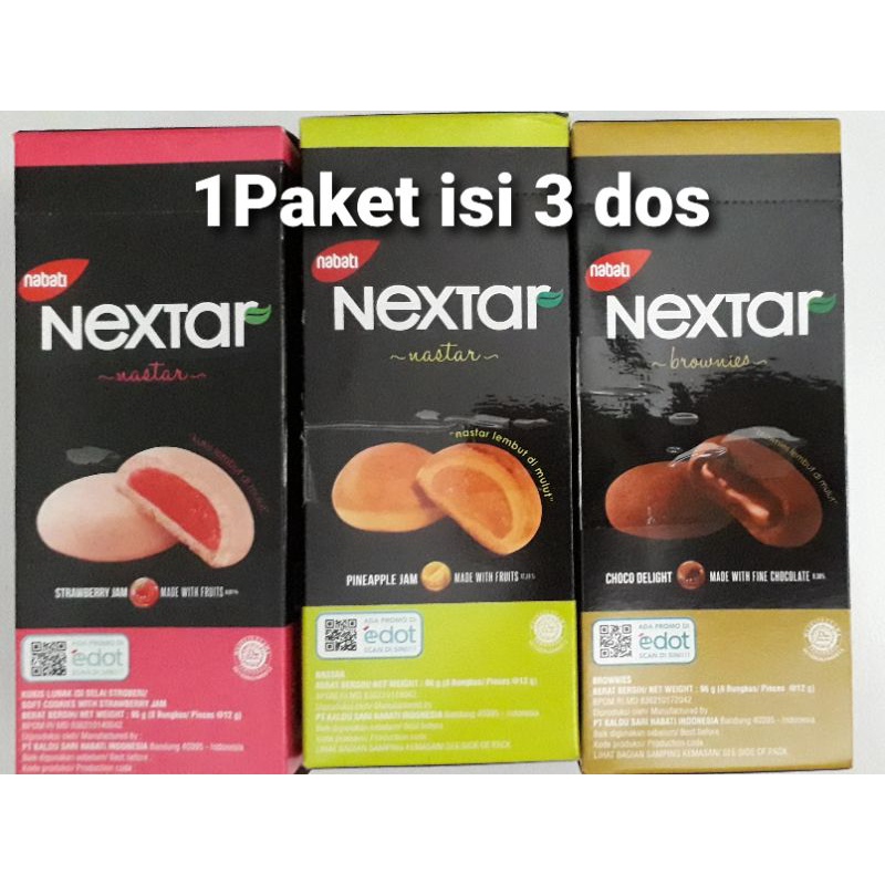 NEXTAR NASTAR 1PAKET ISI 3RASA:  NANAS, STRAWBERRY,BROWNIES COKLAT,BLUEBERRY  96GR/DOS, NEXTAR MURAH