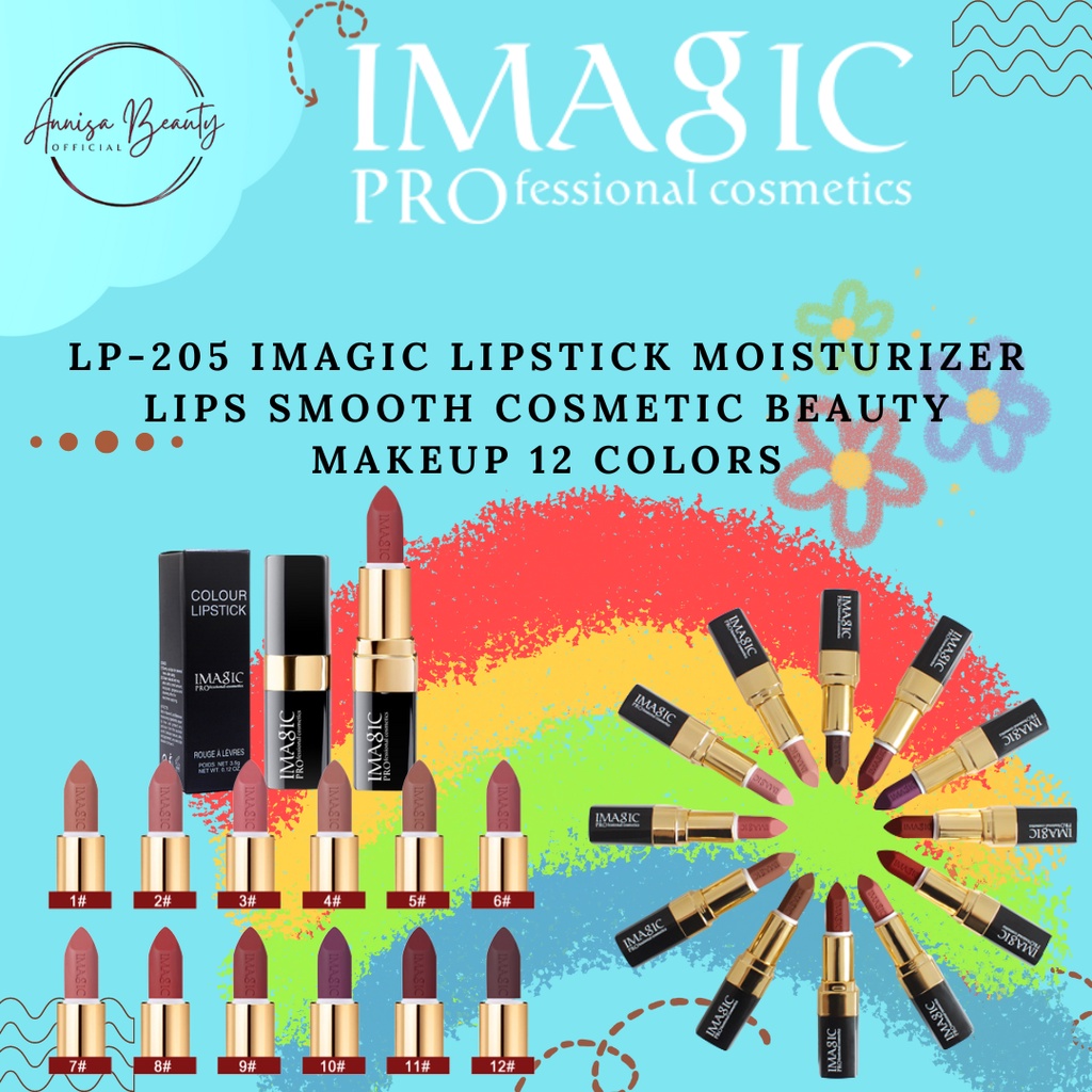 [100%ORIGINAL] IMAGIC Lipstick Moisturizer Lips Smooth Lip Stick Long Lasting Charming Lip Lipstick Cosmetic Beauty Makeup 12 Colors