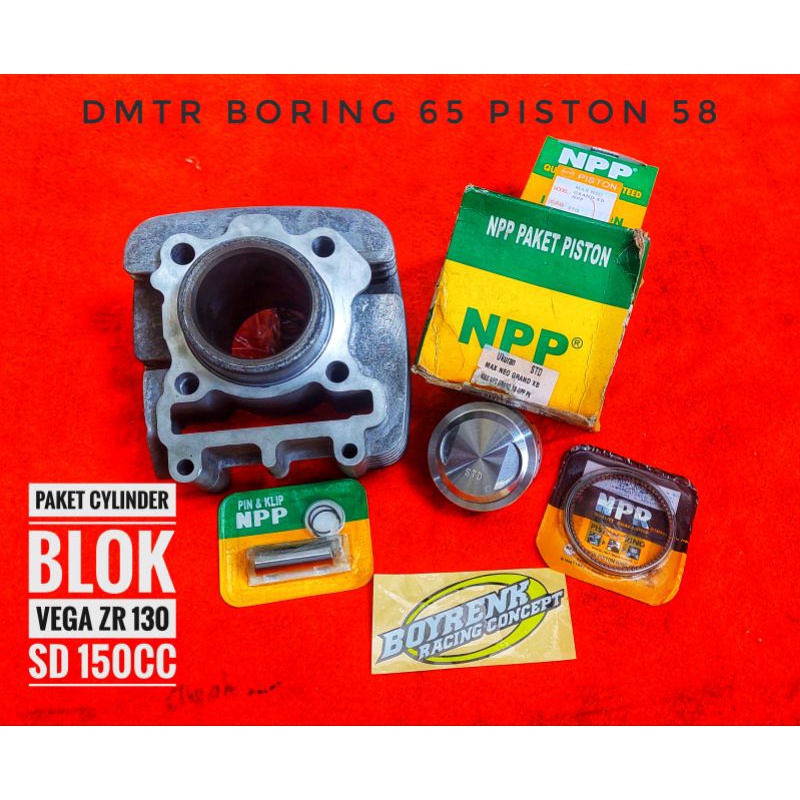 CYLINDER BLOK VEGA ZR DMTR LUAR/LINER DMTR 65 BORE UP SET PISTON KIT MAX NEO GRAND XB DMTR 58/58,5/59,59,5/60PEN13-BOYRENK RACING