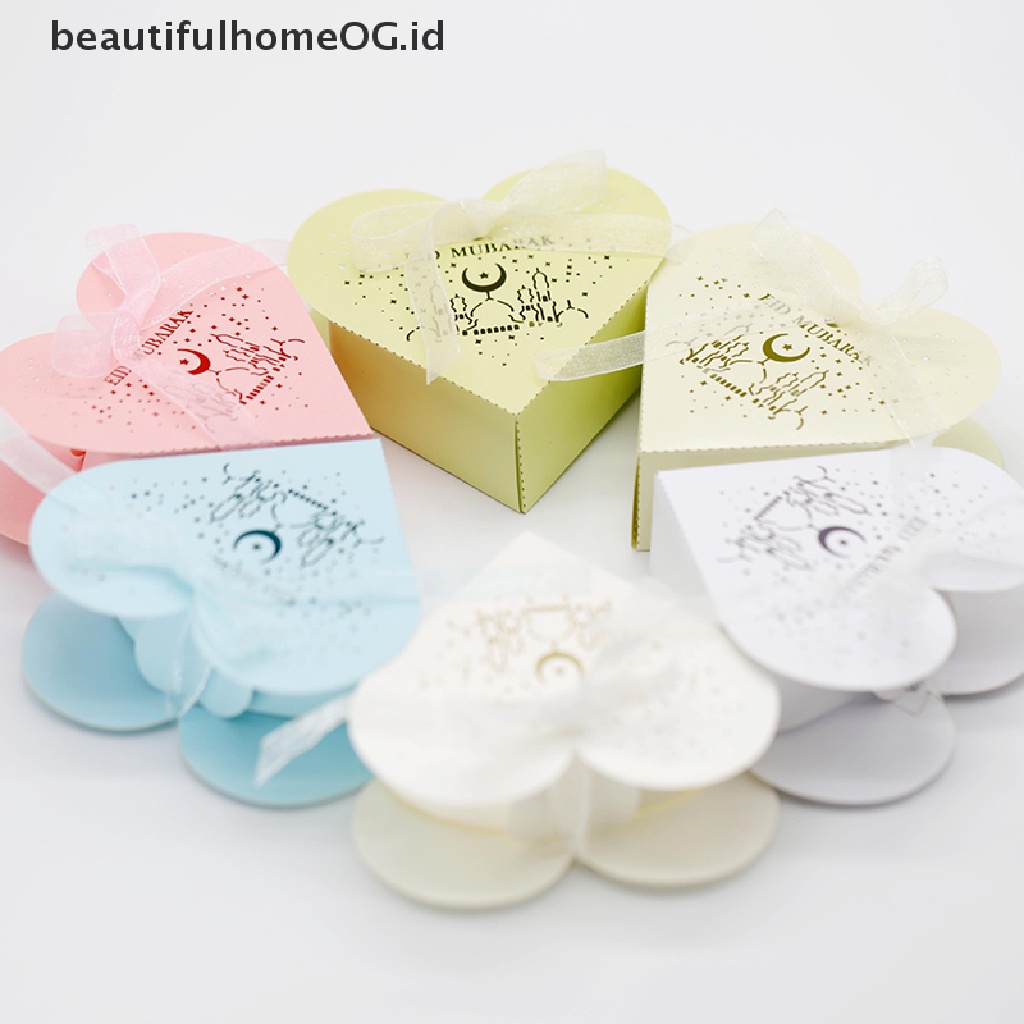 // Beautifulhomeog.id// 10Pcs Eid Mubarak Candy Box Ramadan Gift Box Perlengkapan Festival Muslim Islami **
