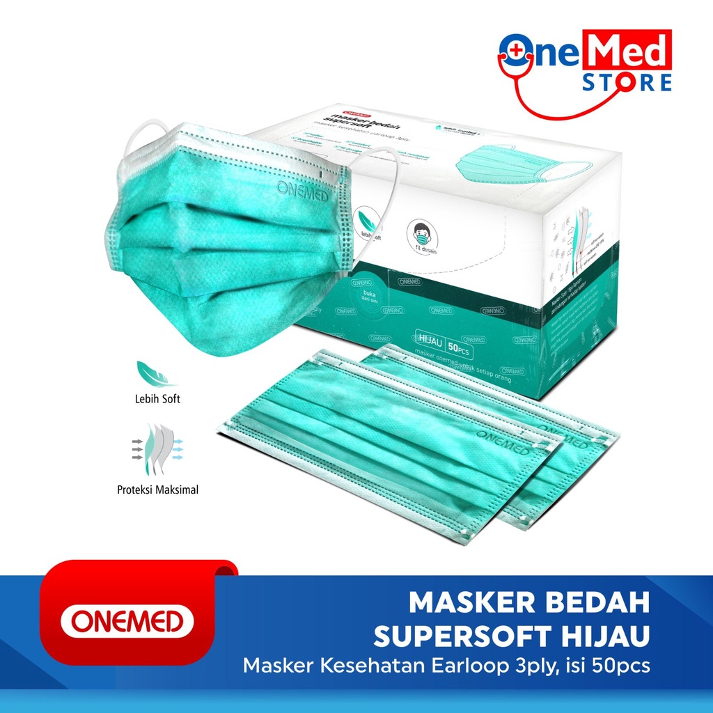 Onemed Masker Karet Earloop 3 Ply Super Soft Box Isi 50 Pcs OJ OJ