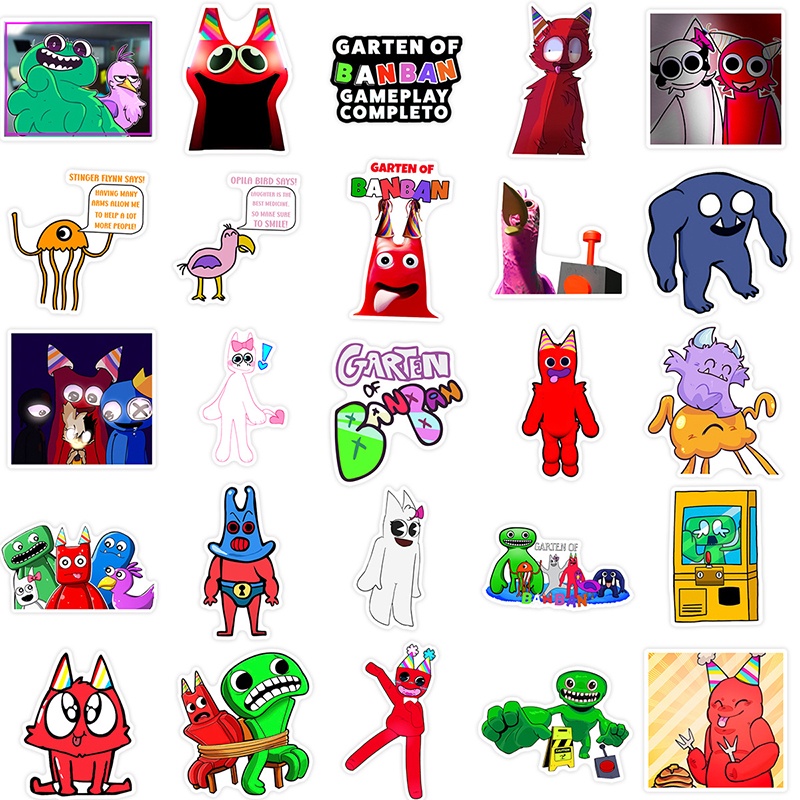 50pcs Stiker Game Kartun Garten of Banban Skateboard Laptop Graffiti Koper Helm Kulkas Kartun Tahan Air Stiker Mainan Anak