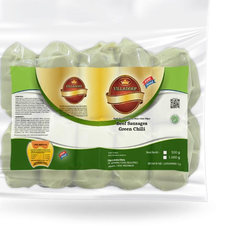 

☈ Sosis Sapi Mini Cabai Hijau Villado500gr ✬