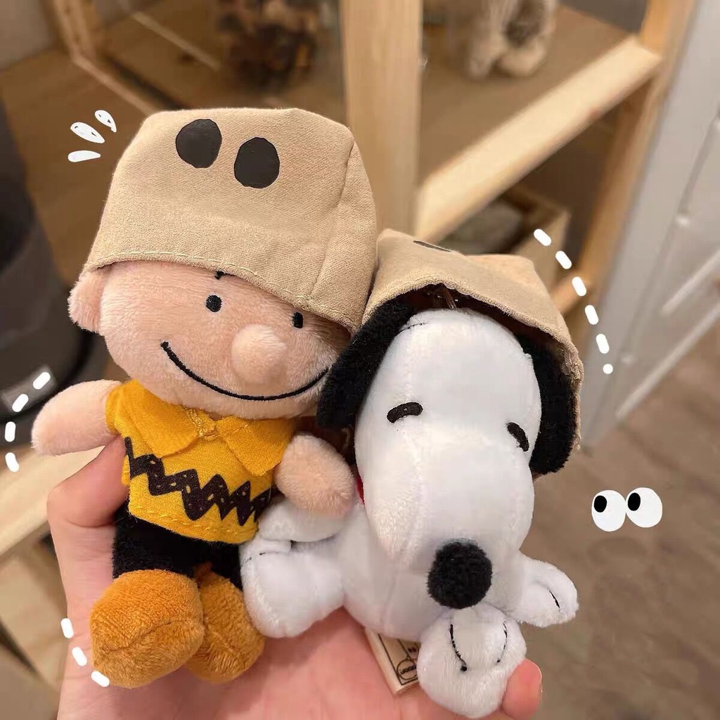 Ins Lucu Boneka Mewah Gantungan Kunci Snoopy Charlie Paper Bag Pullover Bag Dekorasi