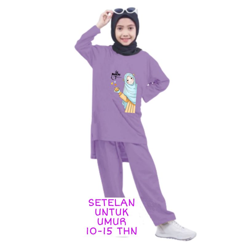 Setelan Anak Perempuan Remaja Bahan Kaos Babyterry Kaos Lengan panjang dan Celana panjang Oversixze XXL 10 11 12 13 14 15 Tahun . One Set Anak Perempuan Terbaru 2023 Viral Stelan Remaja Kekinian Setelan Baju Anak Tanggung muslim