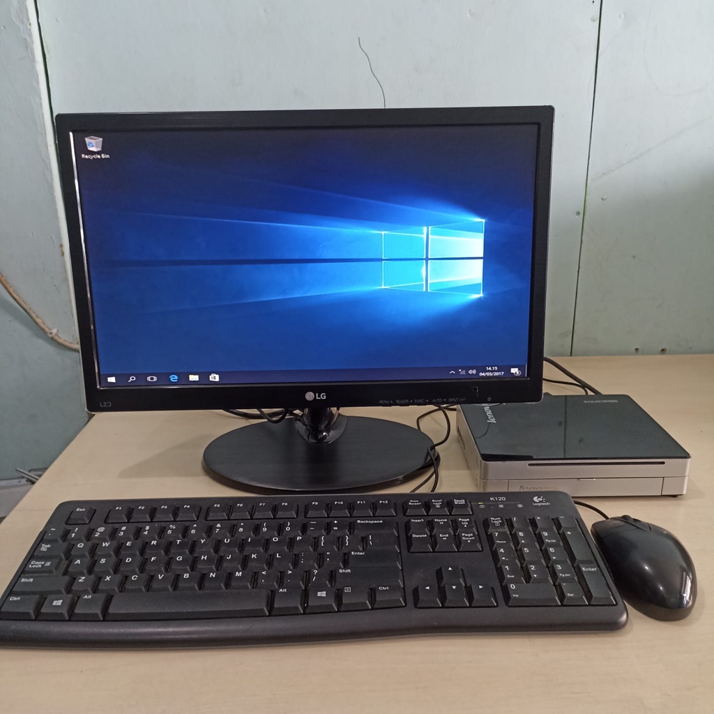 PC Mini Irit Listrik Core i3 Gen 3 Plus Monitor 19 Inch Ram 4 GB HDD 320 GB Wireless FULL SET