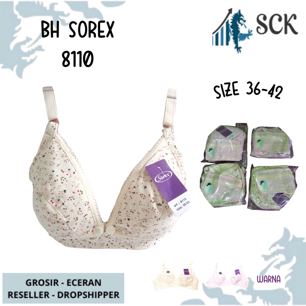 BH SOREX 8110 Menyusui Motif Bunga Tanpa Kawat Busa Tipis Soft Pakaian Dalam - sckmenwear GROSIR