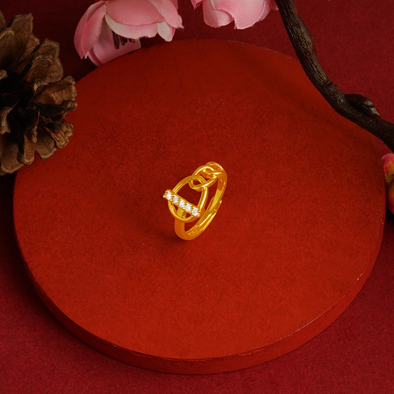 Goldkingdom Perhiasan Fashion Emas Asli Kadar 375Bangkok Aksesoris Ready Stock Gaya Kunci Cincin Wanita