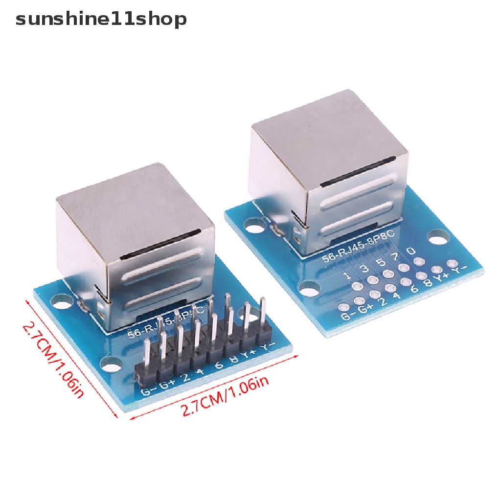 Sho RJ45 Network Port Adapter Kepala Kristal Female Socket Circuit Board Dengan Lampu N