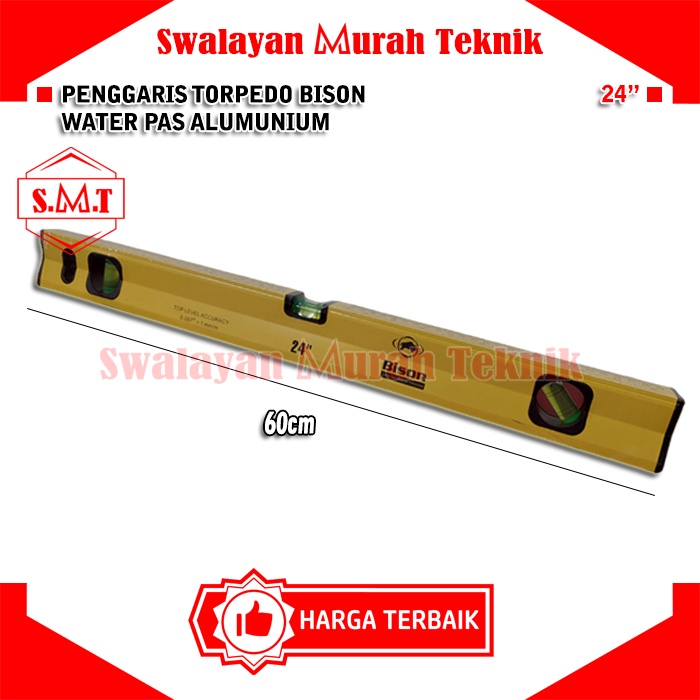 Waterpass Magnet Aluminium 60Cm 24" Bison Waterpass Body Aluminium