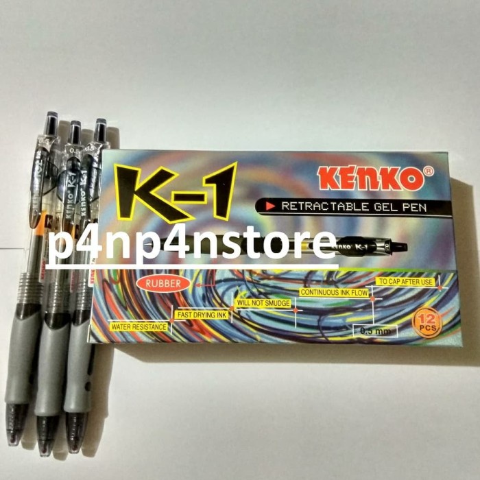 

BISA COD 1 LUSIN Gel Pen Kenko K-1 Black / Pen Gel Kenko K-1 Hitam