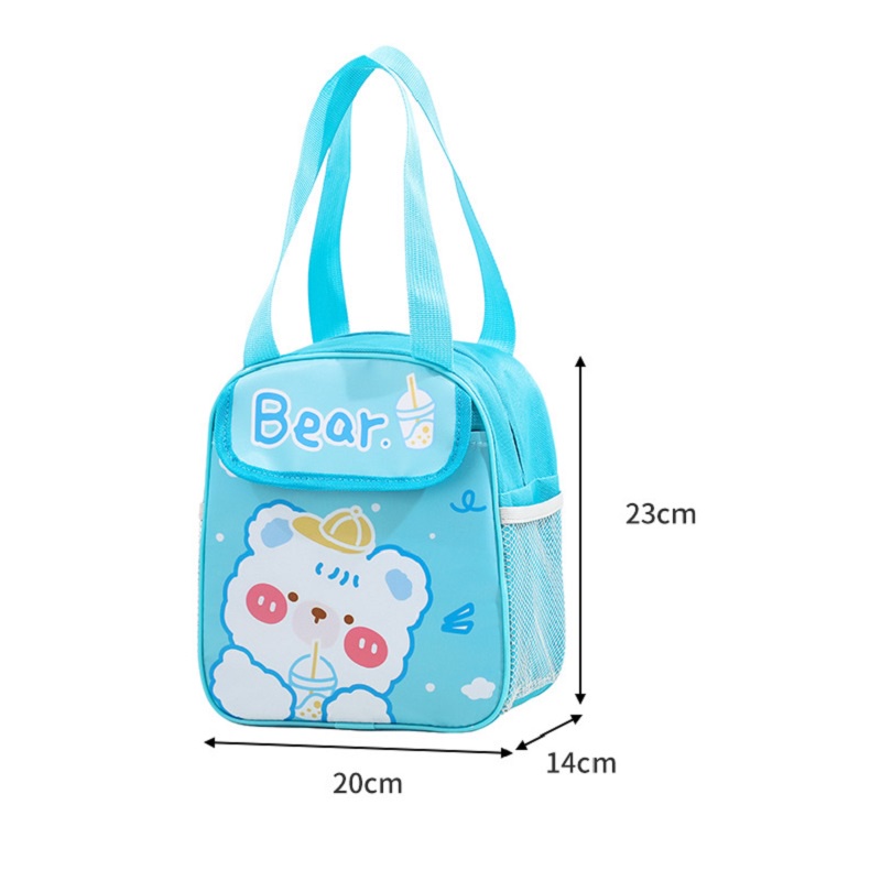 Lunch Bag Cute Tas Bekal Lunch Cooler Bag Tas Bento Aluminium Motif Dino And Bear