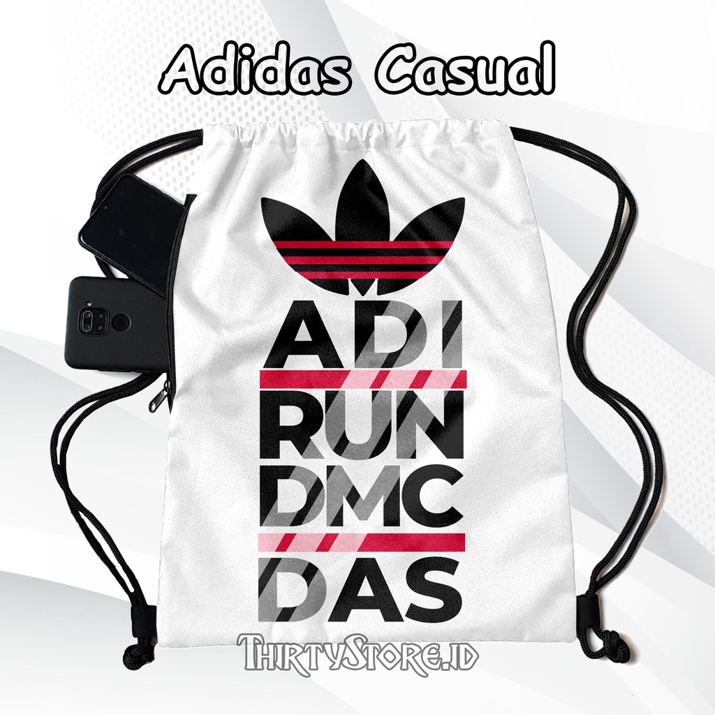 Tas Serut Anti Air New String Bag Full Print Pria Dan Wanita Motif Adidas Casual Tas Olahraga Tas Sekolah